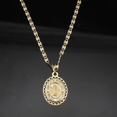 10K Gold Virgin Mary Charm & Chain