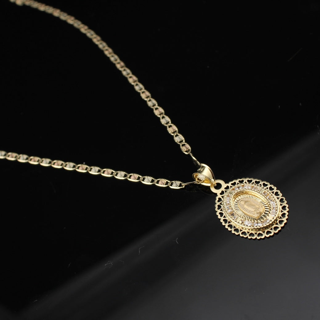 Cadena y dije de la Virgen María de oro de 10 quilates auténtico