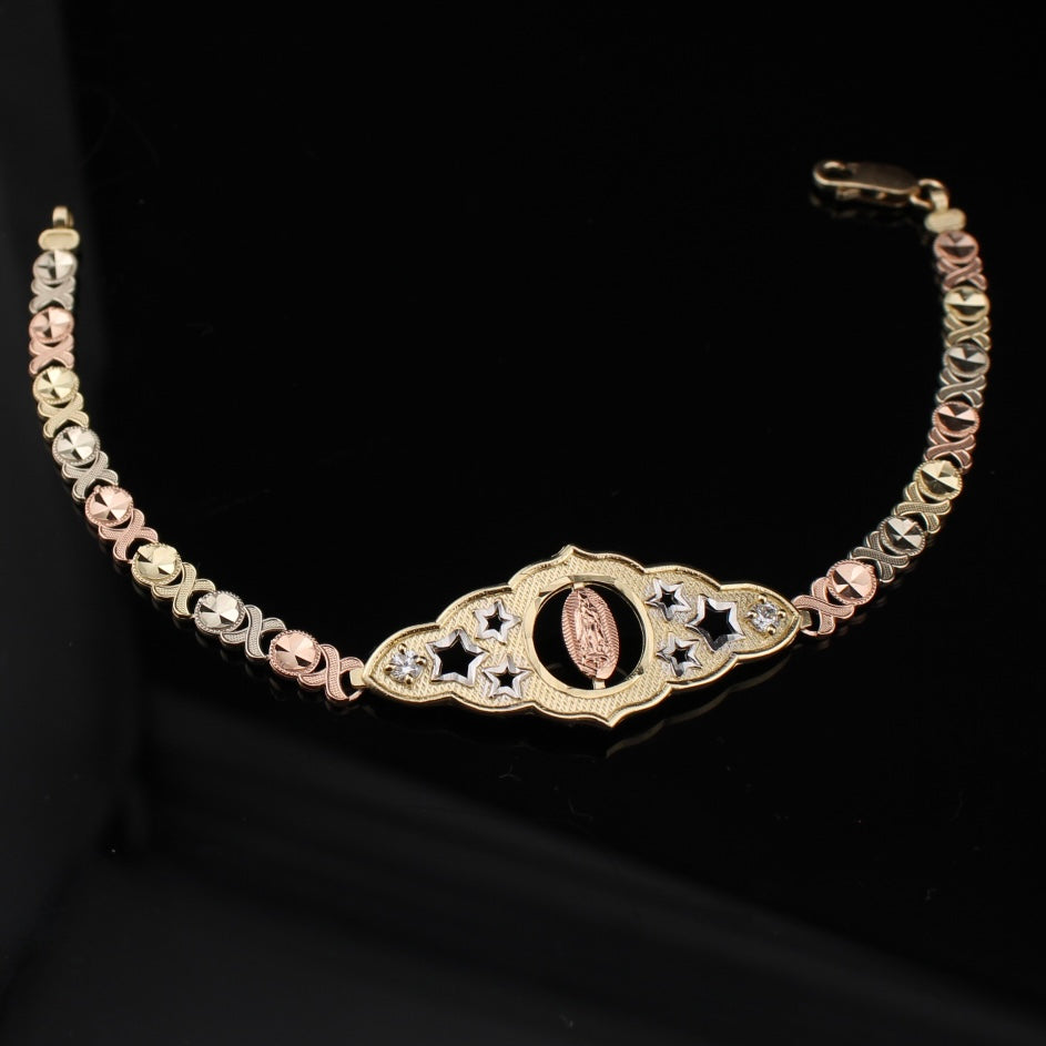 Pulsera de oro de 14K virgen María