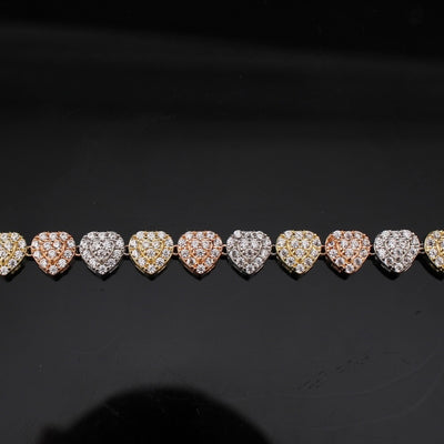 14K Tri Color Heart Bracelet