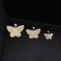 Colgante de mariposa pepita de oro de 10K auténtico
