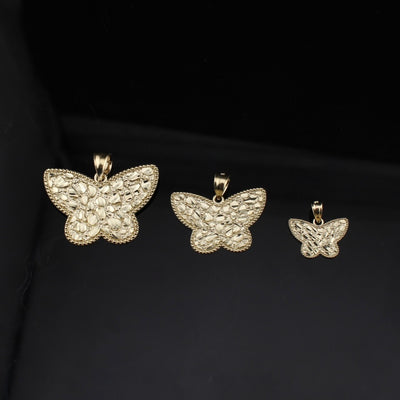 10K Gold Butterfly Nugget Pendant