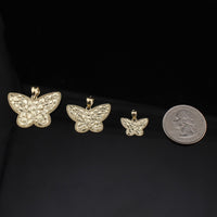 Colgante de mariposa pepita de oro de 10K auténtico