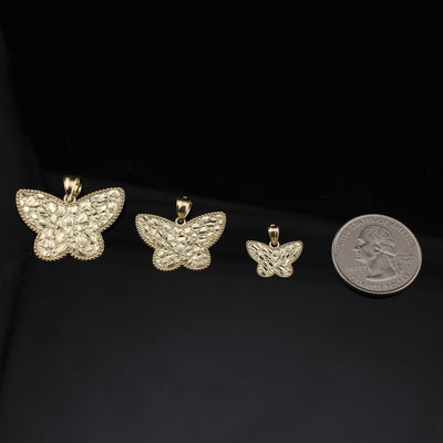 10K Gold Butterfly Nugget Pendant