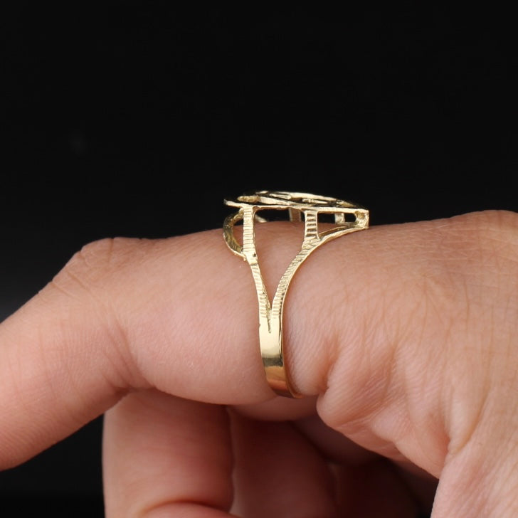 Anillo de oro de 10K auténtico con la inicial G