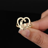 Anillo de oro de 10K auténtico con la inicial G