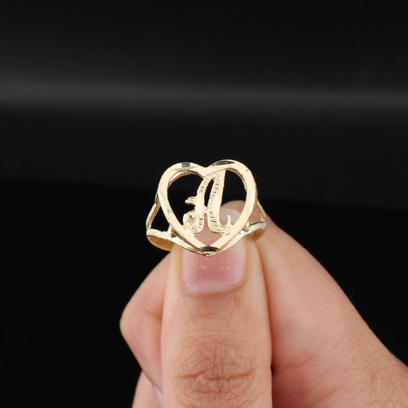 Anillo de Oro Real de 10K con Inicial A