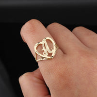 Anillo de Oro Real de 10K con Inicial A