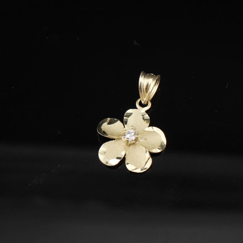 Real 10K Gold Flower Pendant