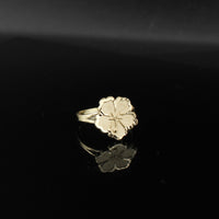 Anillo de flor de oro de 10K auténtico