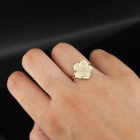 Anillo de flor de oro de 10K auténtico