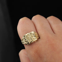 Anillo de Oro de 10K Genuino con Pepita de San Judas