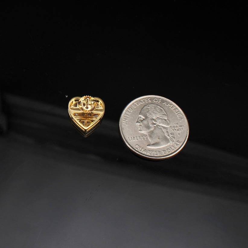men's 10K Diamond Heart Earrings Yellow Gold - detail view - ICEbyAK