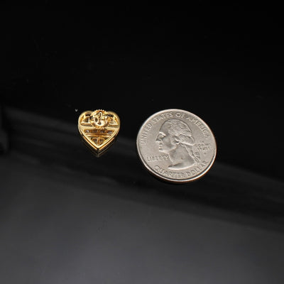 10K Diamond Heart Earrings Yellow Gold
