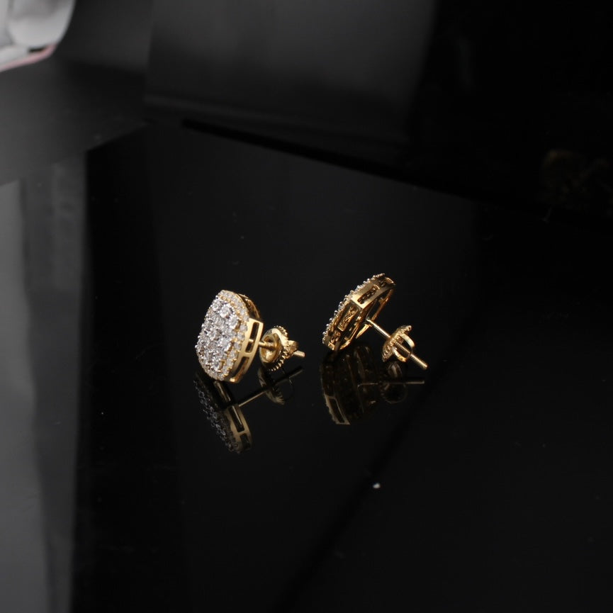 Real 10K Gold Diamond Square Earrings
