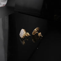Real 10K Gold Diamond Square Earrings