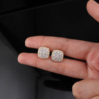 Real 10K Gold Diamond Square Earrings