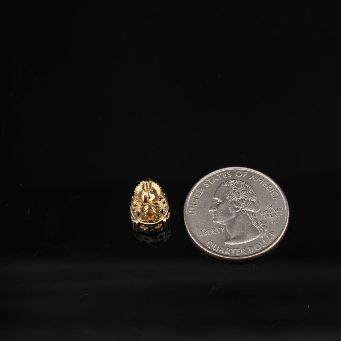 10K Diamond Round Earrings Yellow Gold