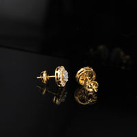Pendientes redondos de diamante de oro amarillo de 10K auténtico