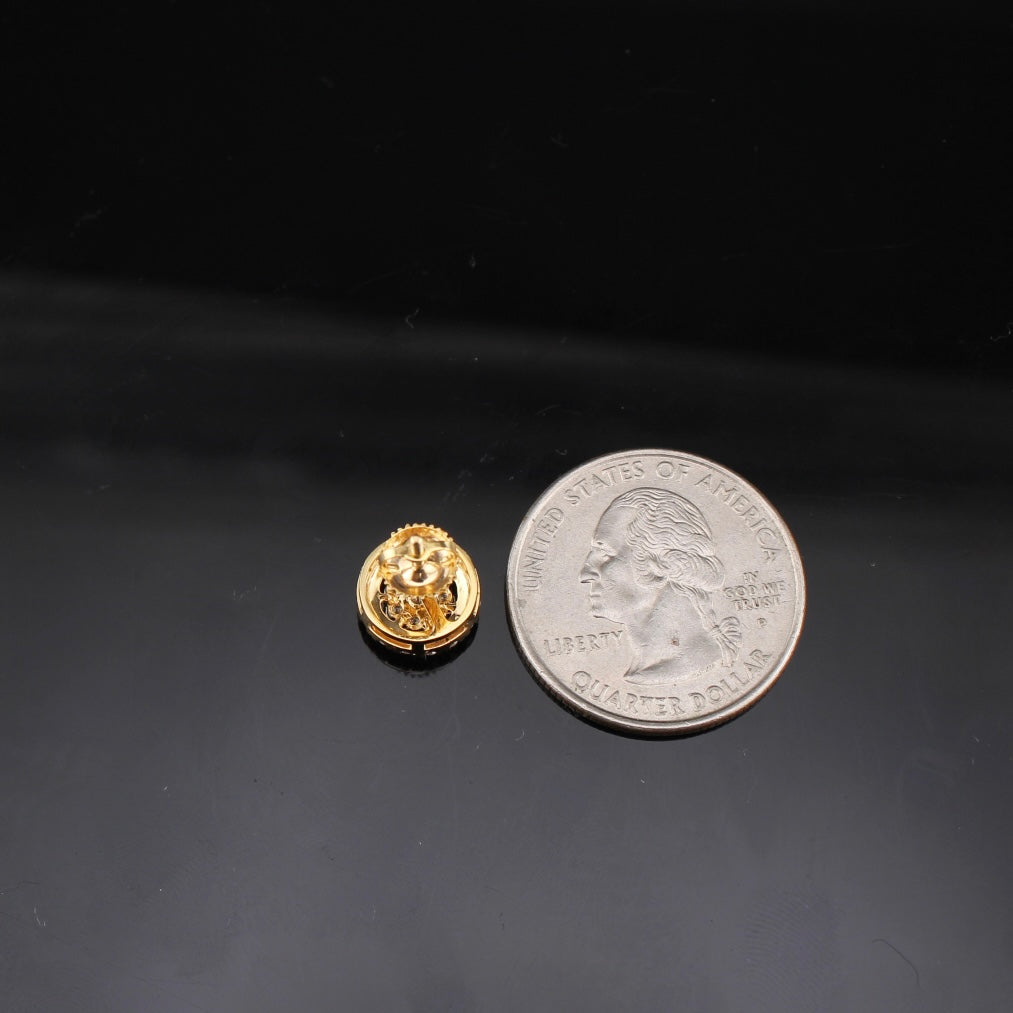 Pendientes redondos de diamante de oro amarillo de 10K auténtico