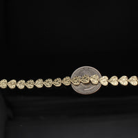Pulsera de corazón de pepita de oro de 10K auténtico