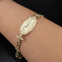 Pulsera de oro de 10K con cruz de la Última Cena auténtica
