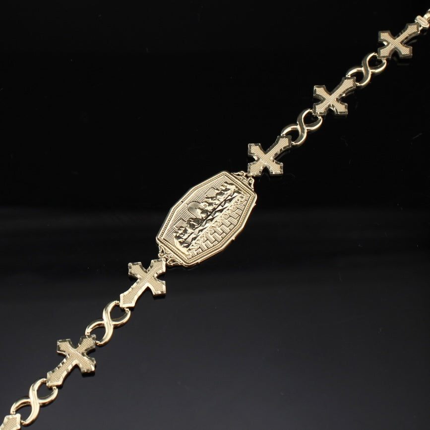 10K Gold Cross Last Supper Bracelet