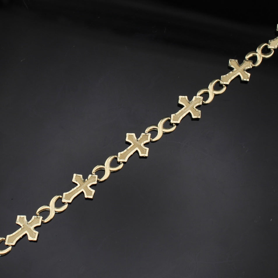 Pulsera de cruz de oro de 10K auténtico