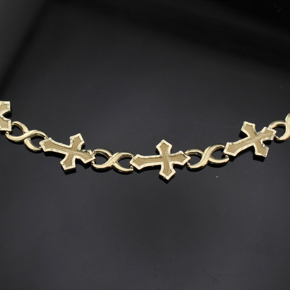 Pulsera de cruz de oro de 10K auténtico