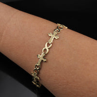 Pulsera de cruz de oro de 10K auténtico