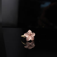 Anillo de flor de oro de 10K auténtico