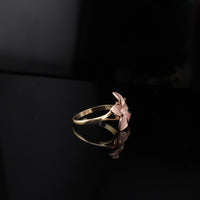 Anillo de flor de oro de 10K auténtico