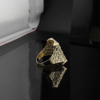 Anillo grande de pepita de oro de 10K auténtico