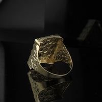 Anillo grande de pepita de oro de 10K auténtico