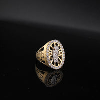 Anillo grande de oro de 10K auténtico con cruz de San Judas