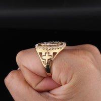 Anillo grande de oro de 10K auténtico con cruz de San Judas