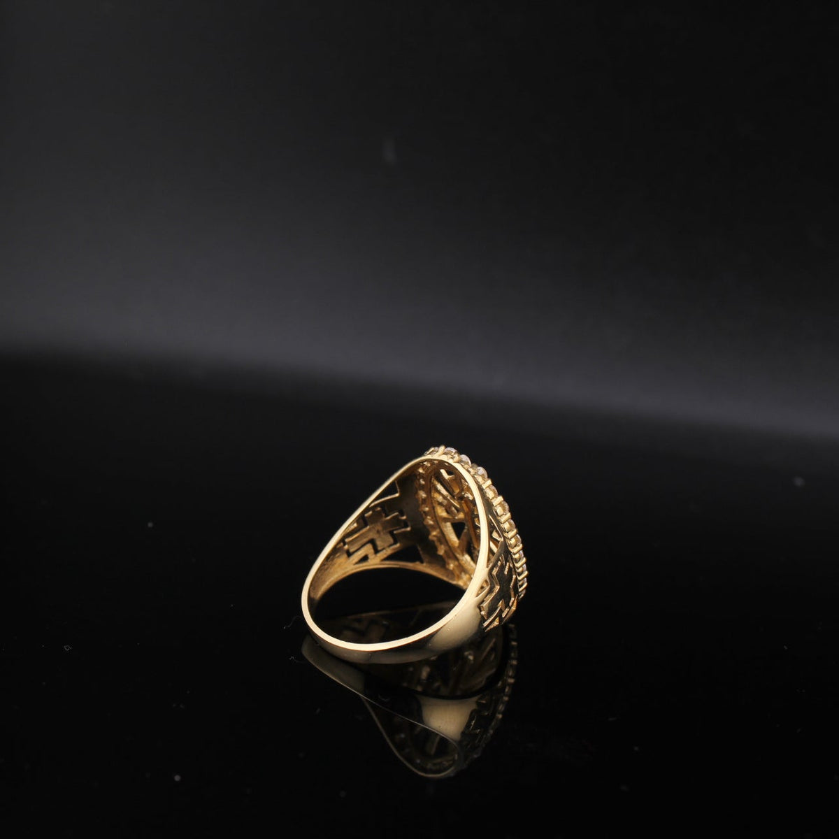 Anillo grande de oro de 10K auténtico con cruz de San Judas
