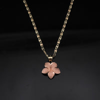 Real 10K Gold Hibiscus Flower Necklace with Chain