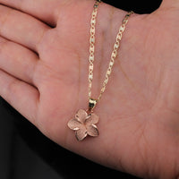 Real 10K Gold Hibiscus Flower Necklace with Chain
