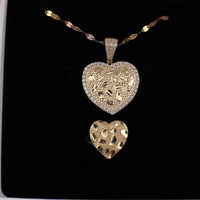 Juego de Collar y Anillo de Oro de 10K con Corazón de Pepita Genuina