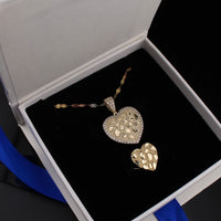 Juego de Collar y Anillo de Oro de 10K con Corazón de Pepita Genuina