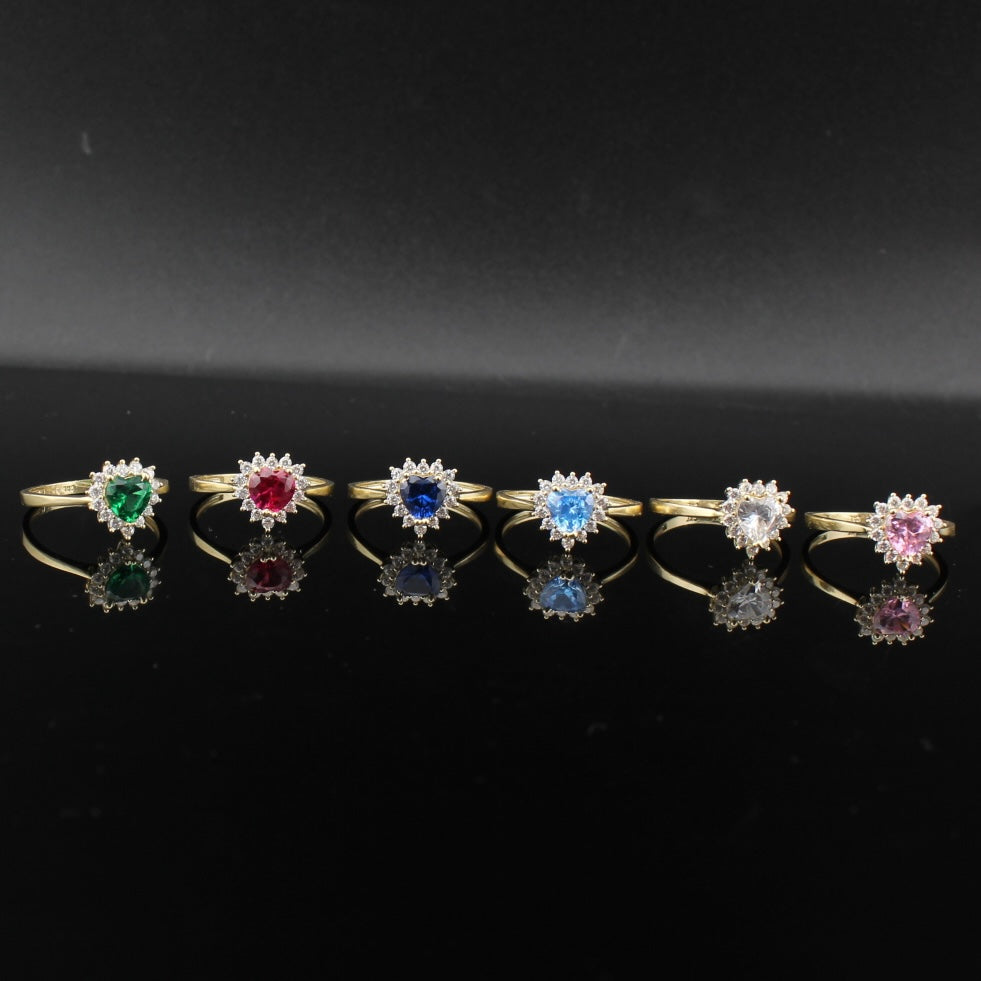 10K Gold Heart Birthstone Ring