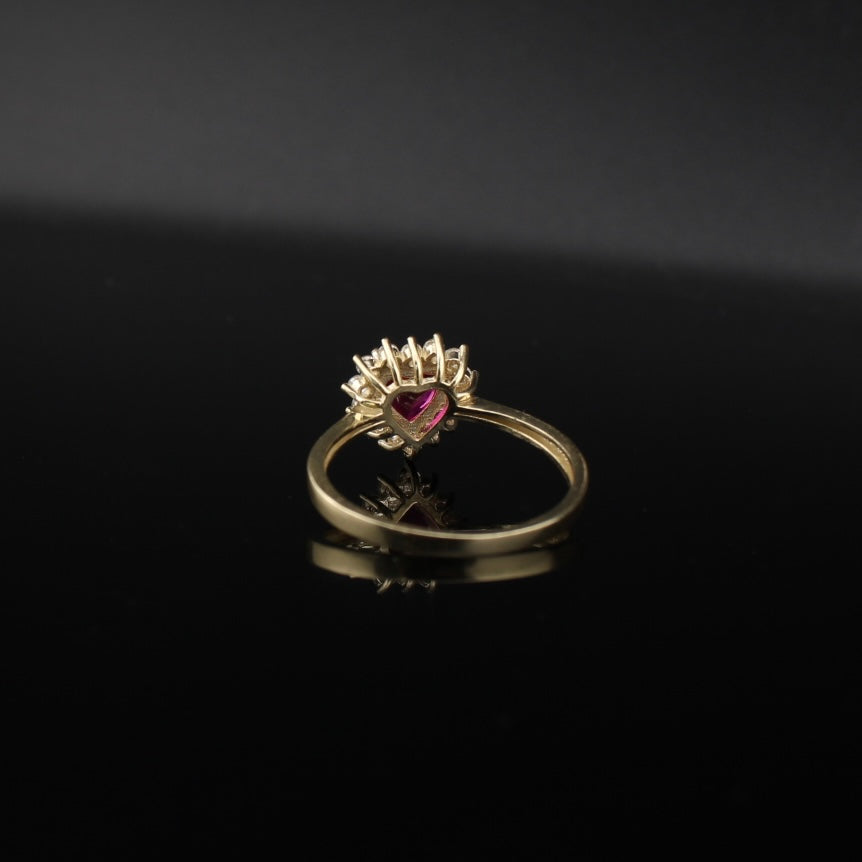 Real 10K Gold Heart Birthstone Ring