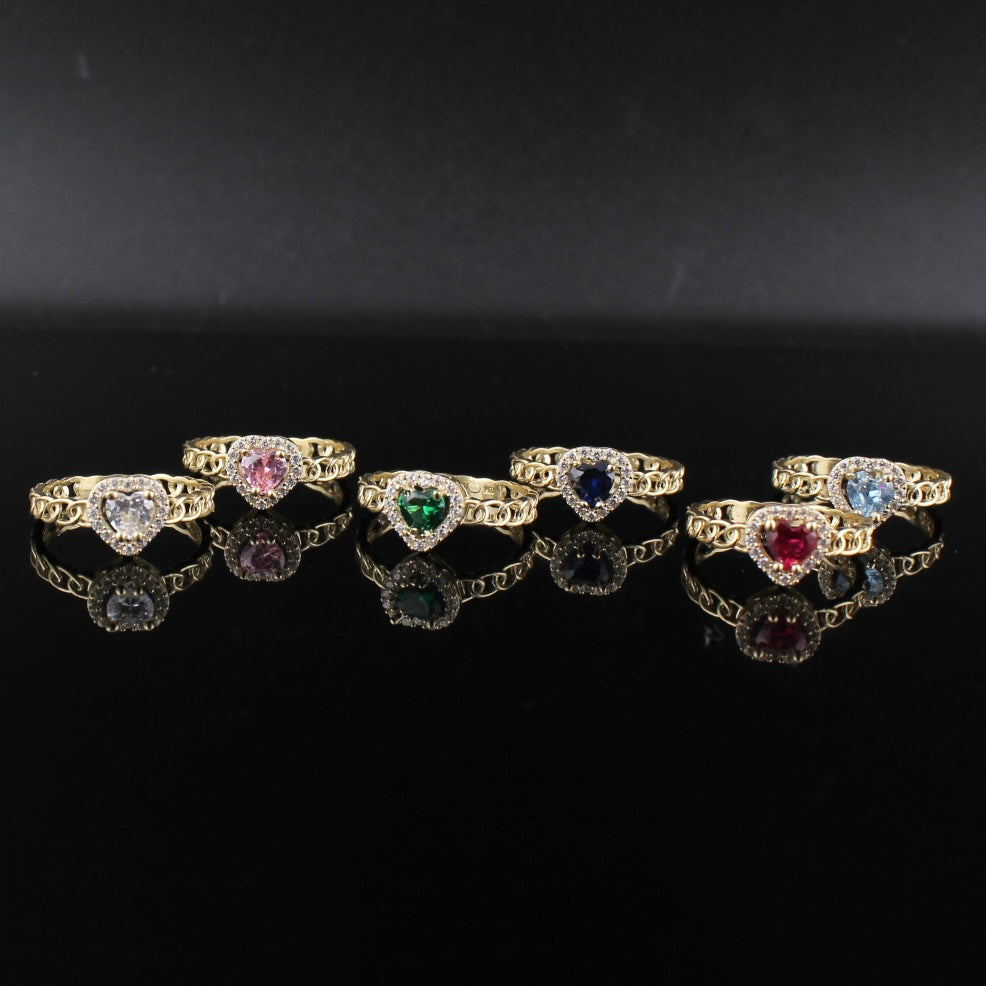 10K Gold Heart Birthstone Ring