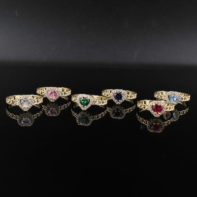 10K Gold Heart Birthstone Ring