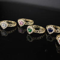 Real 10K Gold Heart Birthstone Ring