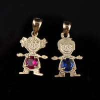 Real 10K Gold Boy Girl Birthstone Pendant