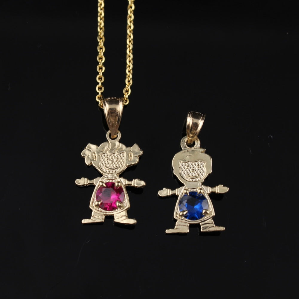 Real 10K Gold Boy Girl Birthstone Pendant