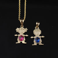 Real 10K Gold Boy Girl Birthstone Pendant