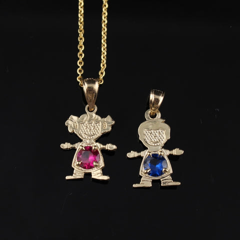 Real 10K Gold Boy Girl Birthstone Pendant